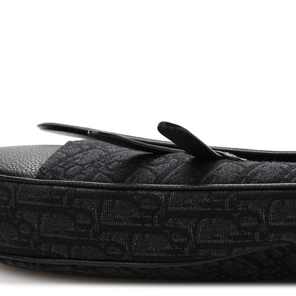 Christian Dior Grained Calfskin Oblique Mens Saddle Bag Black Blue 10 of 10