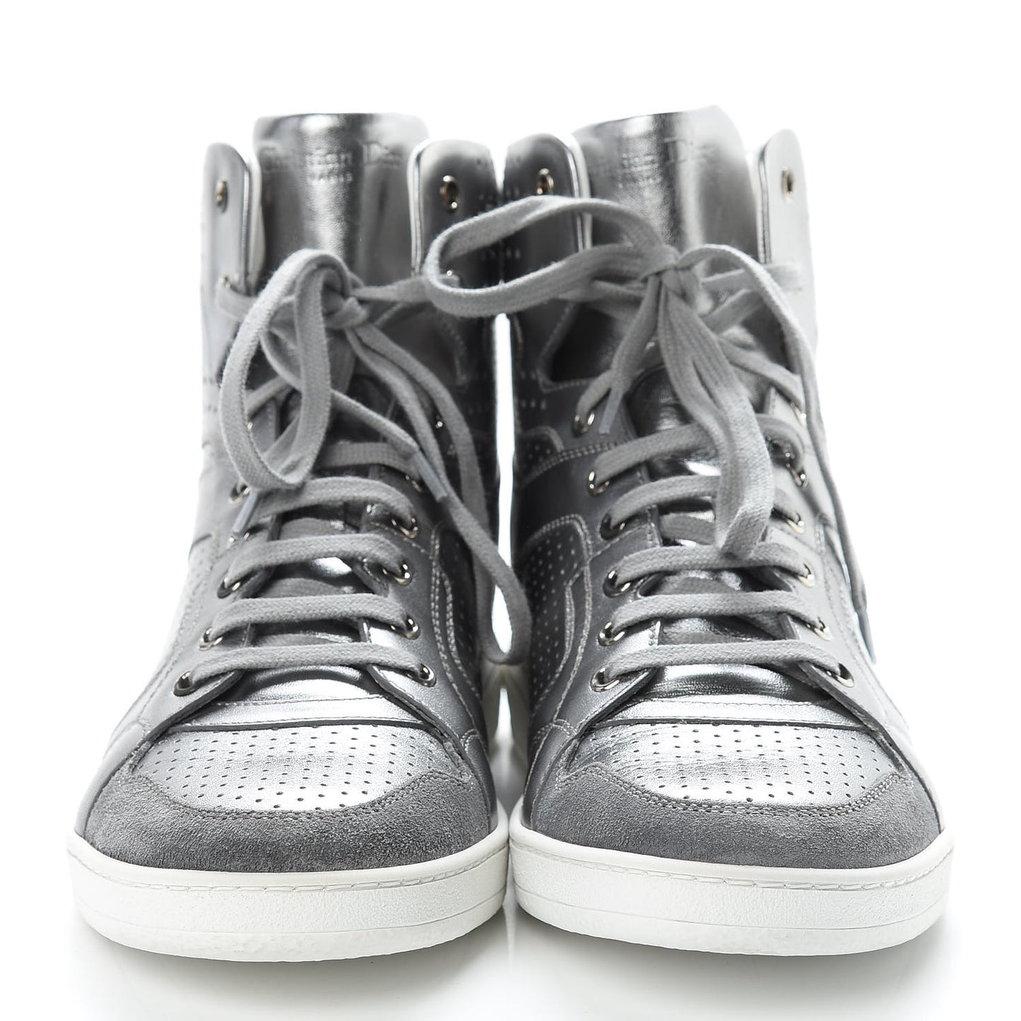 Metallic Calfskin Hip-Dior High Top Sneakers 39 Steel