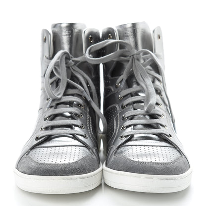 Christian Dior Metallic Calfskin Hip-Dior High Top Sneakers 39 Steel 2 of 14