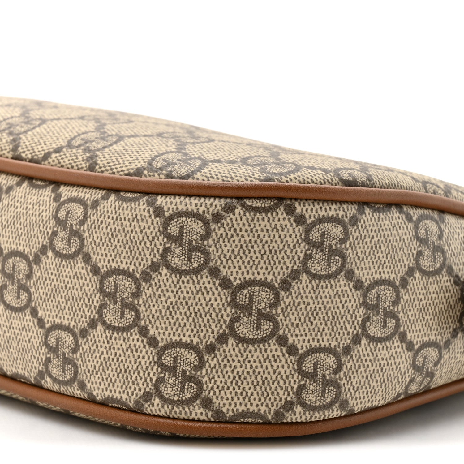 Gucci GG Supreme Monogram Textured Calfskin Small Emblem Shoulder Bag Beige Dark Brown 8 of 9