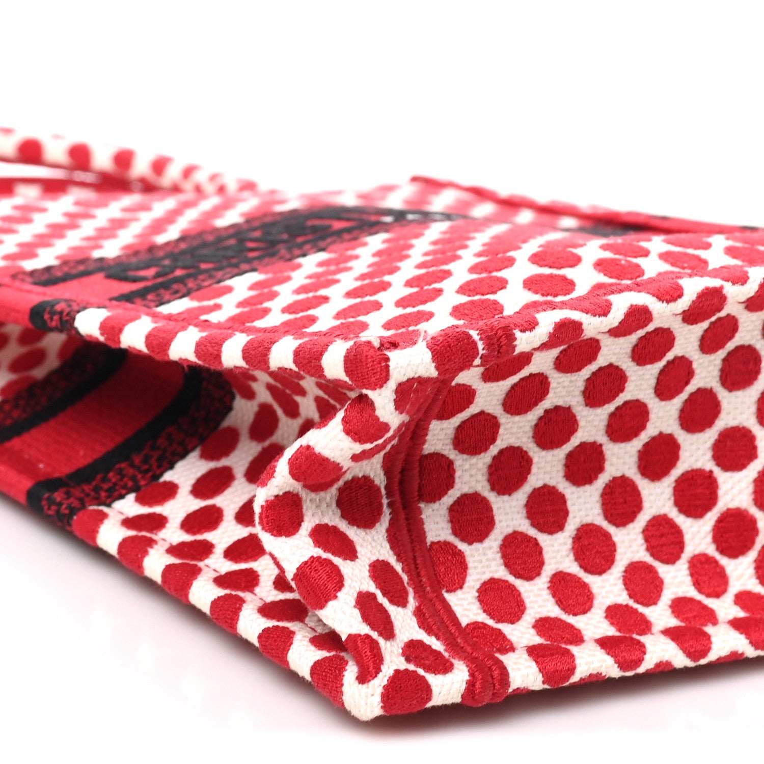 Christian Dior Canvas DiorAmour Dots Vertical Book Tote Red 9 of 10