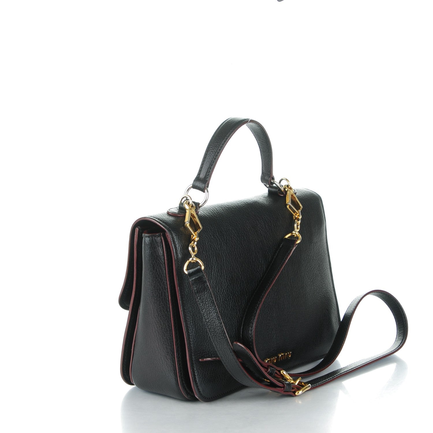 Miu Miu Goatskin Madras Shoulder Bag Nero Black 3 of 14