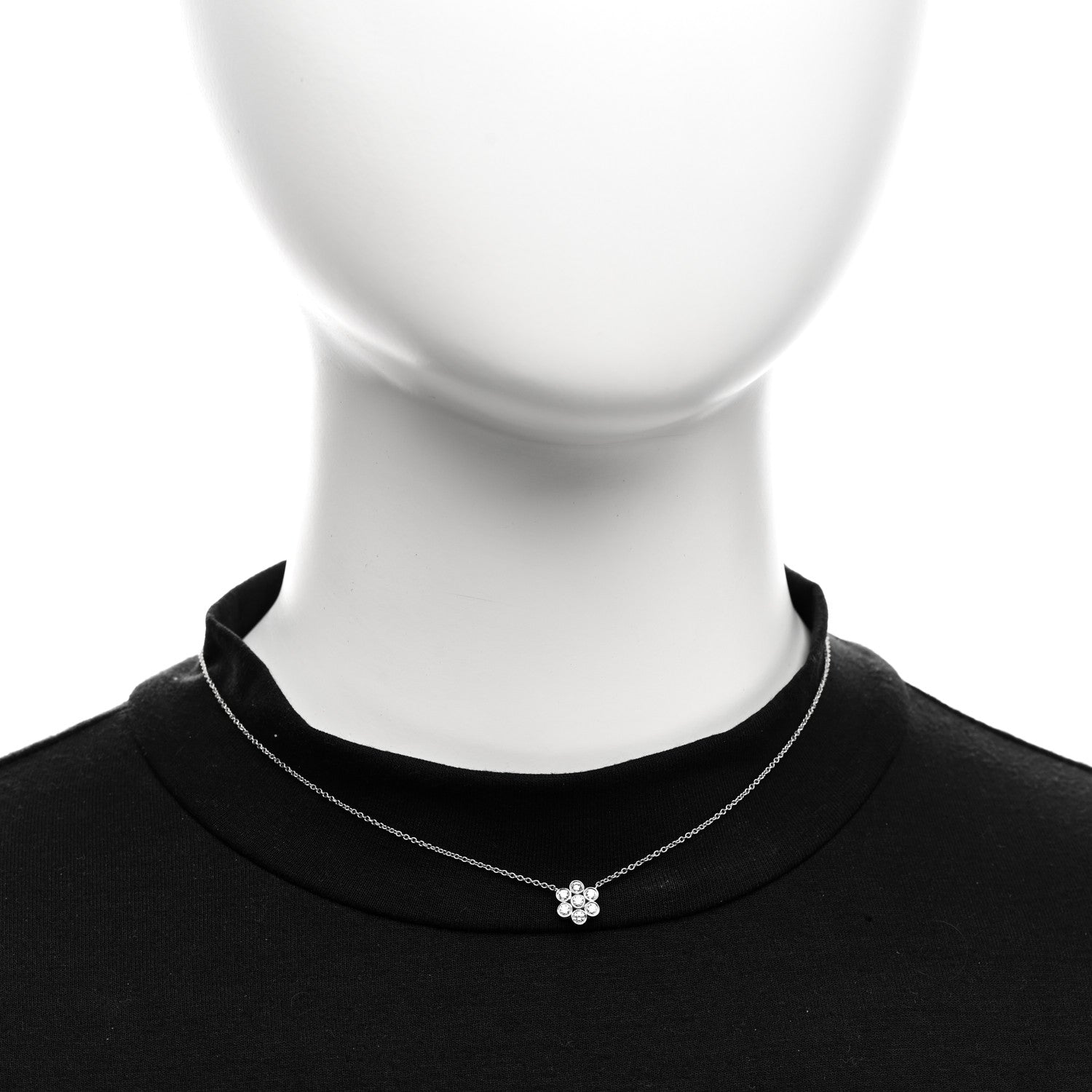 Tiffany Platinum Diamond Small Enchant Flower Pendant Necklace 2 of 4