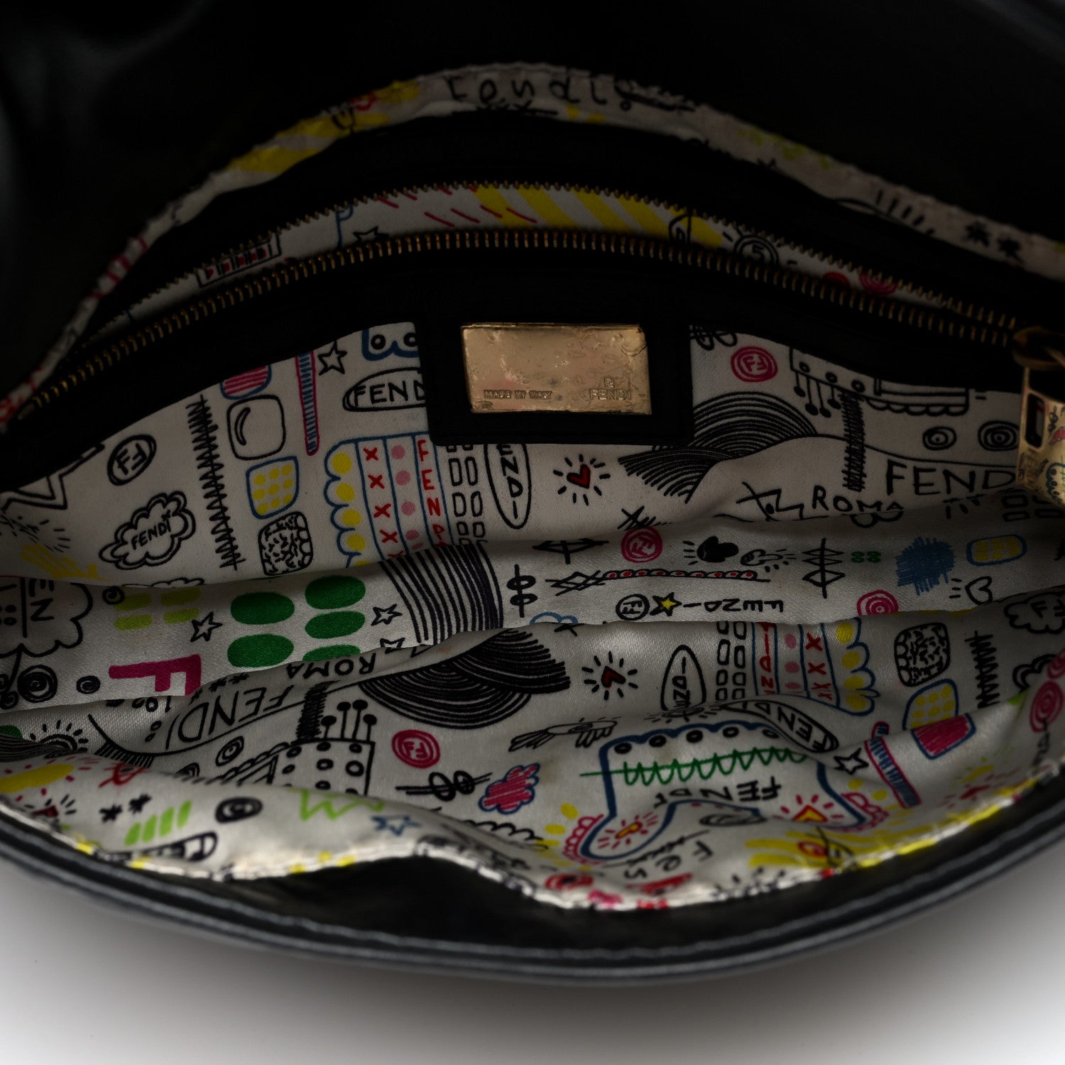 Fendi Nappa Logo Embossed Baguette Black 5 of 9