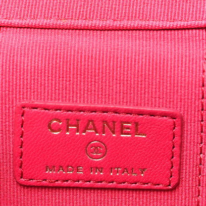 Chanel Lambskin Quilted Mini Top Handle Vanity Case With Chain Dark Pink 7 of 12