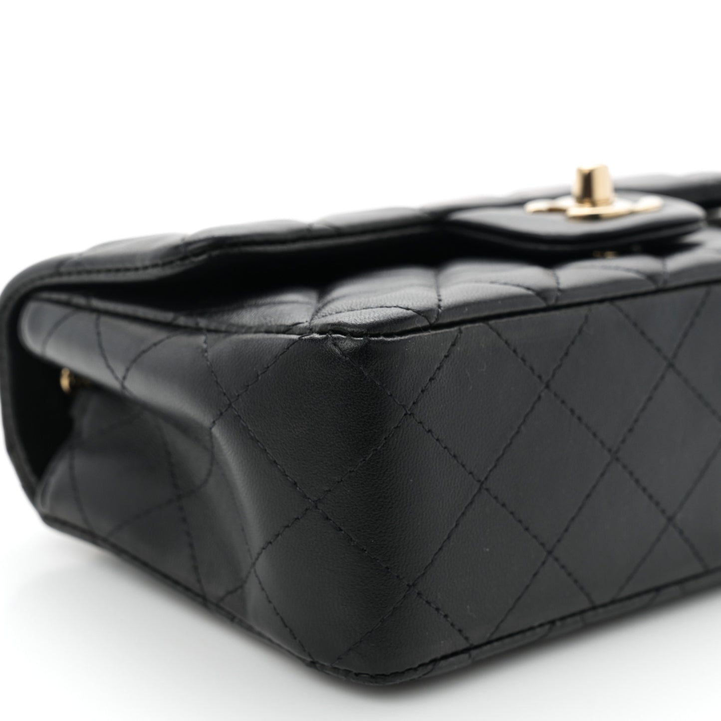 Lambskin Quilted Mini Rectangular Flap Black