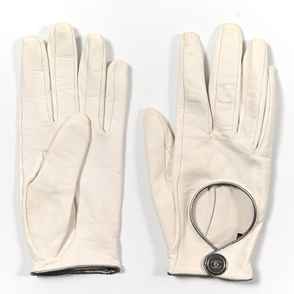 Chanel Lambskin Gloves 7.5 White 2 of 8