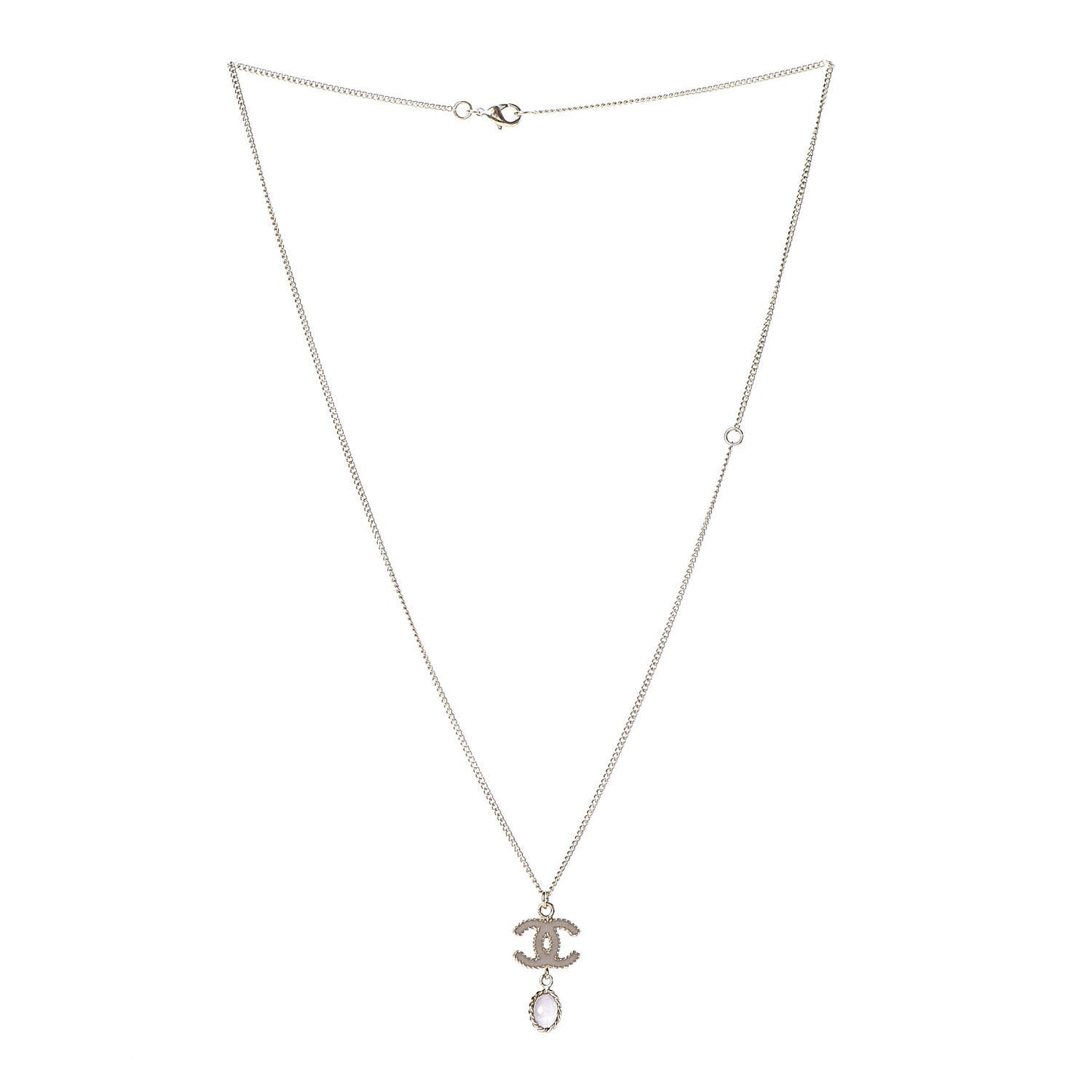 Enamel CC Drop Necklace Gold