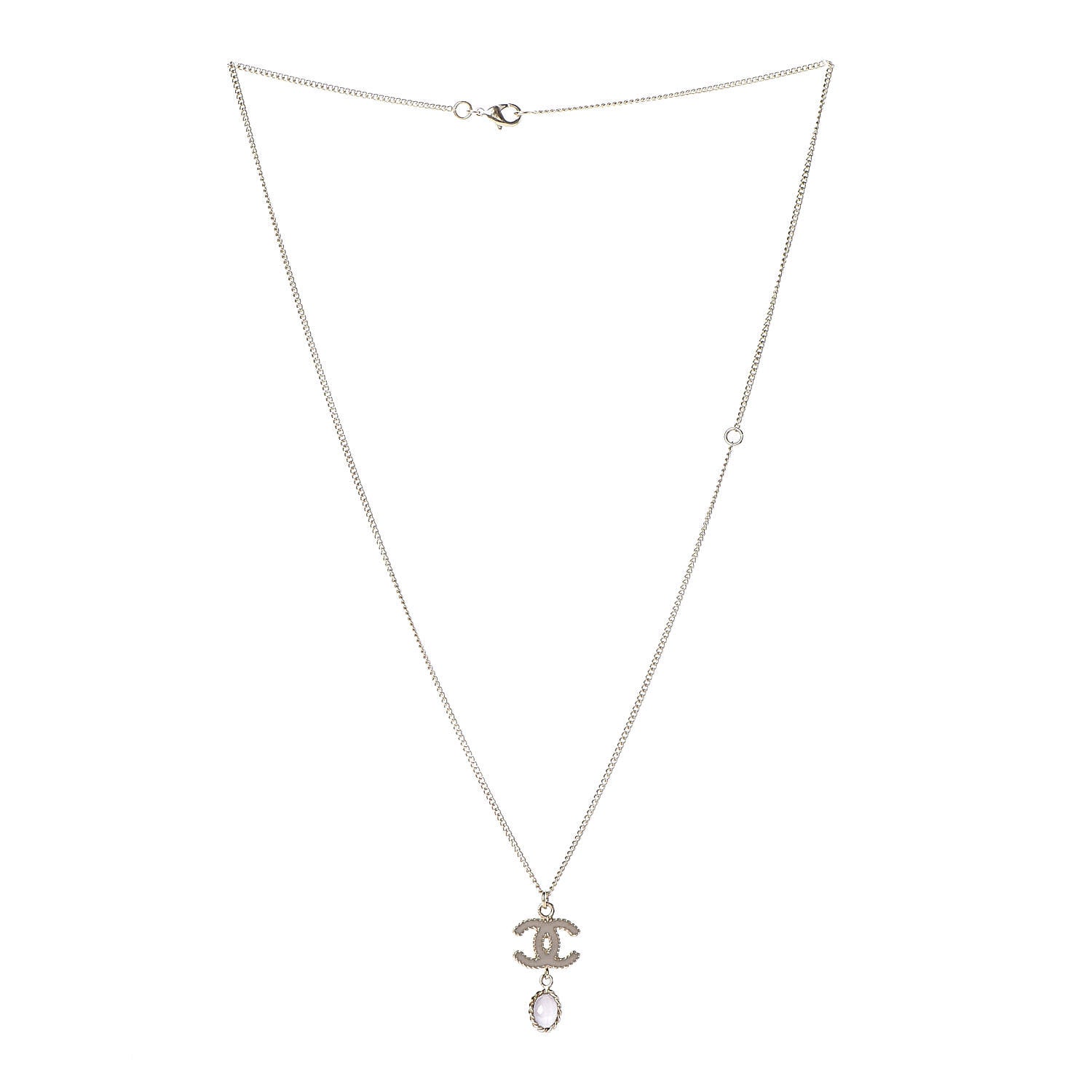 Chanel Enamel CC Drop Necklace Gold 3 of 4