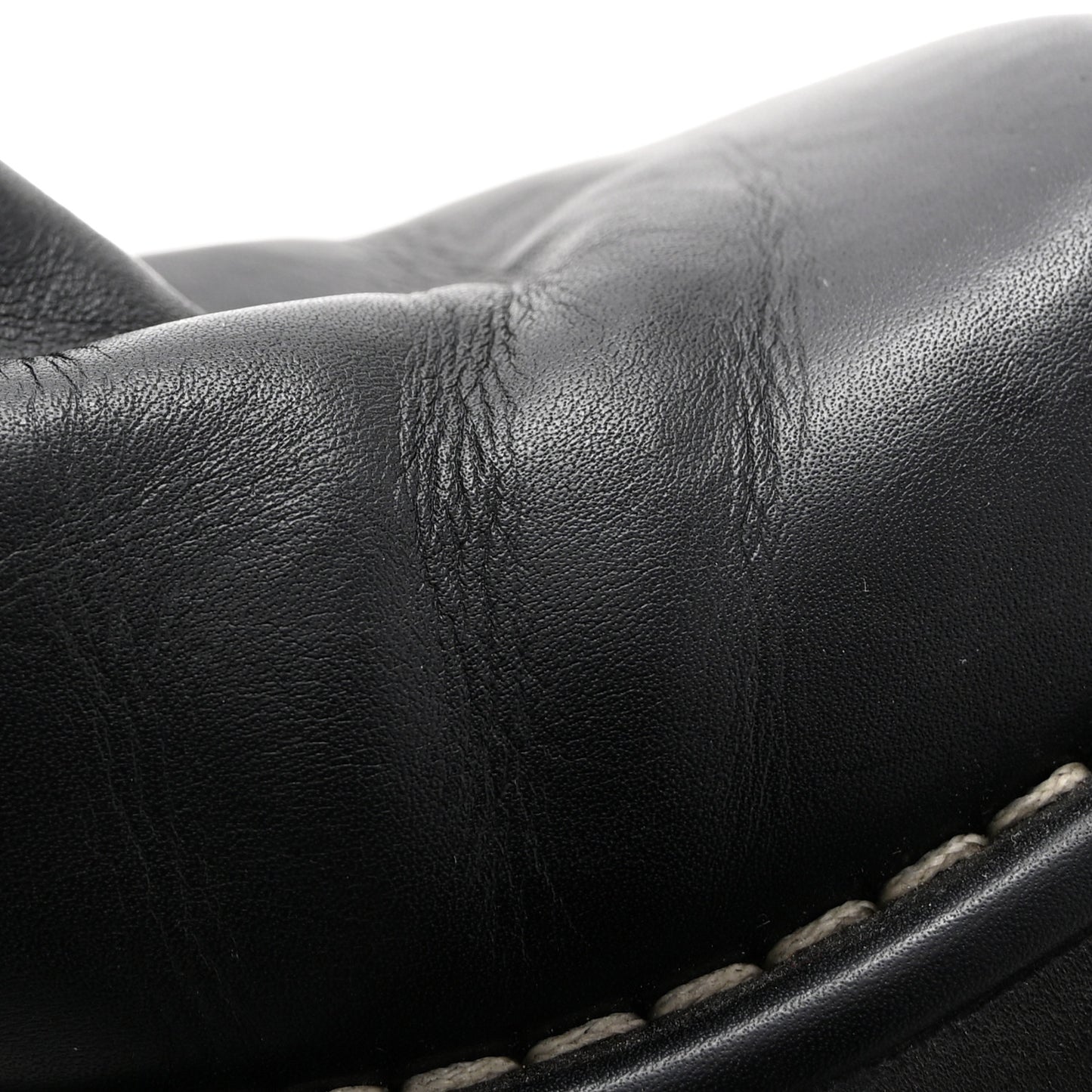 Calfskin Quilted Buckle Biker Boots 36 Black