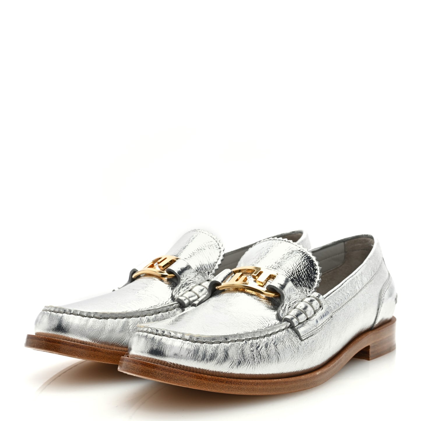 Metallic Vitello Womens O'Lock Loafers 39 Argento