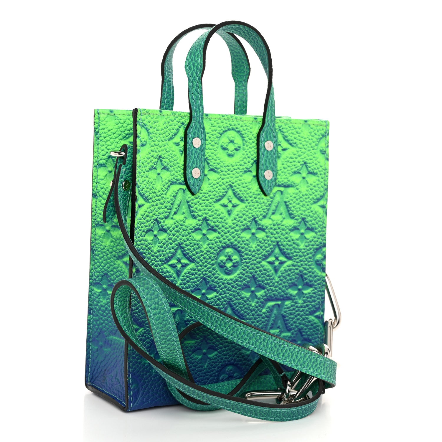 Louis Vuitton Taurillon Illusion Sac Plat XS Bleu Vert 3 of 9
