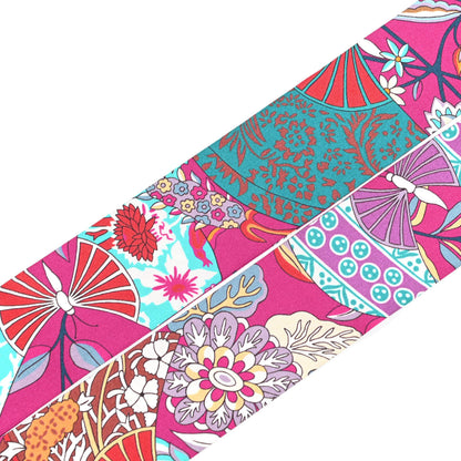 Hermes Silk Fleurs et Papillons de Tissus Twilly Fuchsia Turquoise Beige 3 of 4