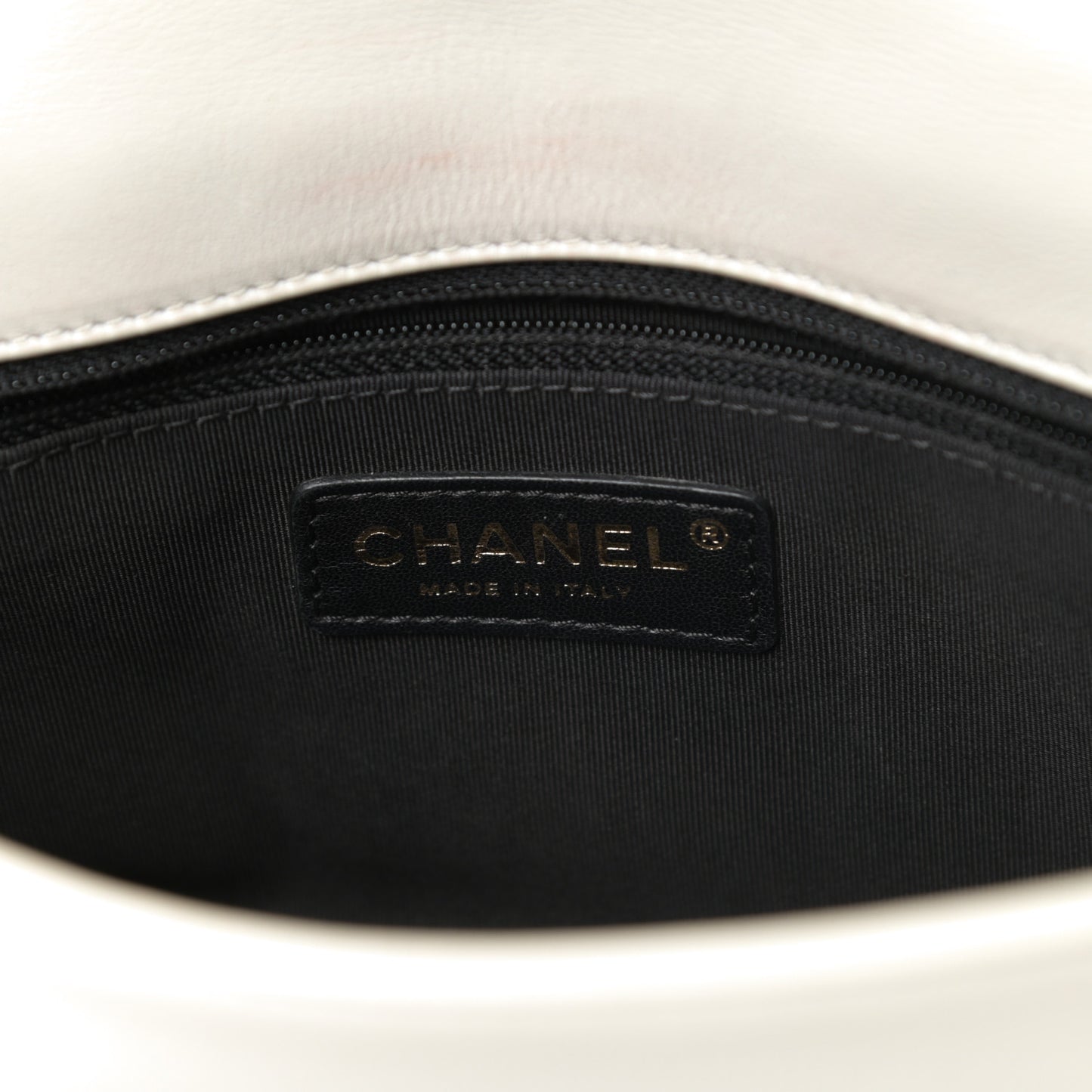 Calfskin Quilted Medium Graphic Flap Black White