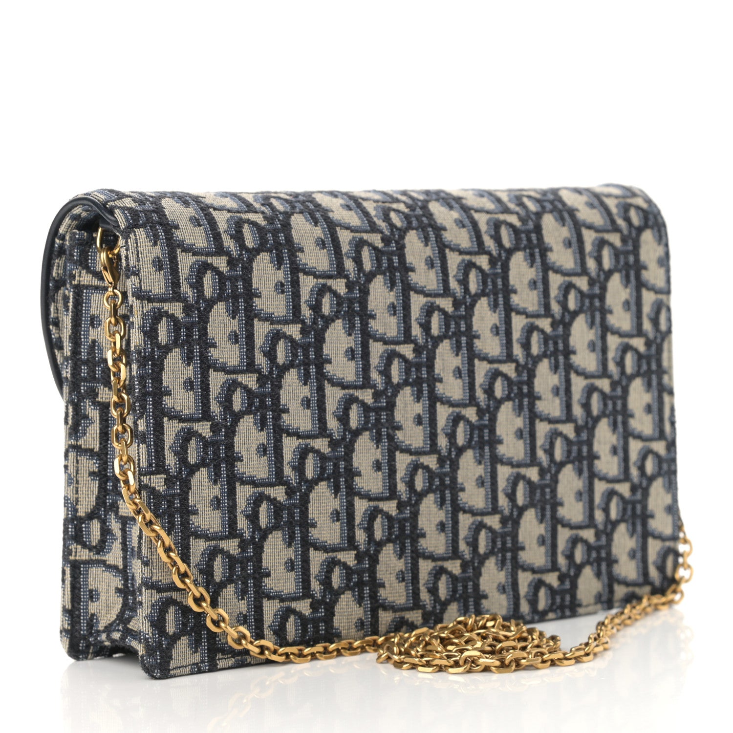 Christian Dior Oblique Saddle Chain Pouch Blue 2 of 9