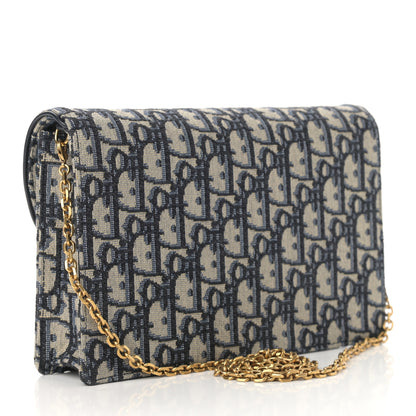 Christian Dior Oblique Saddle Chain Pouch Blue 2 of 9