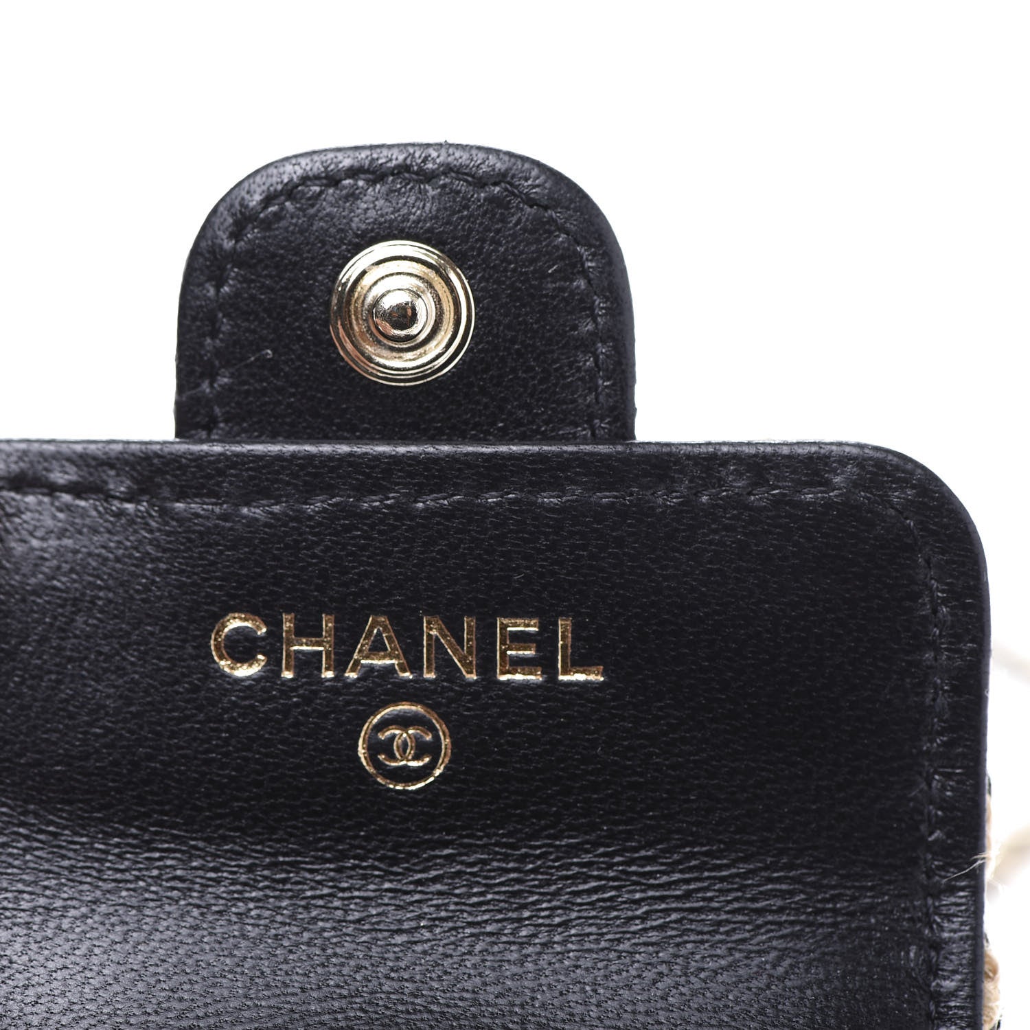 Chanel Raffia Jute Striped Airpods Pro Case Black Beige 6 of 9
