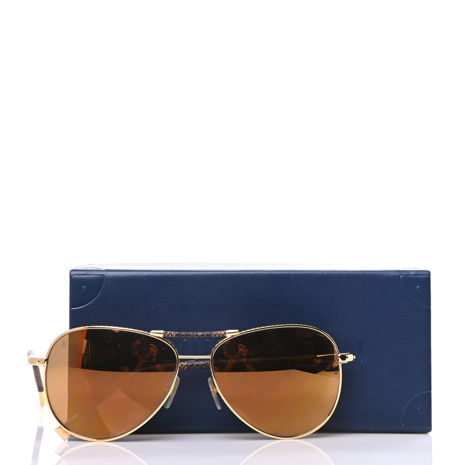Louis Vuitton Damier Ebene Conspiration Pilote Aviator Sunglasses Z0790U Gold 8 of 8
