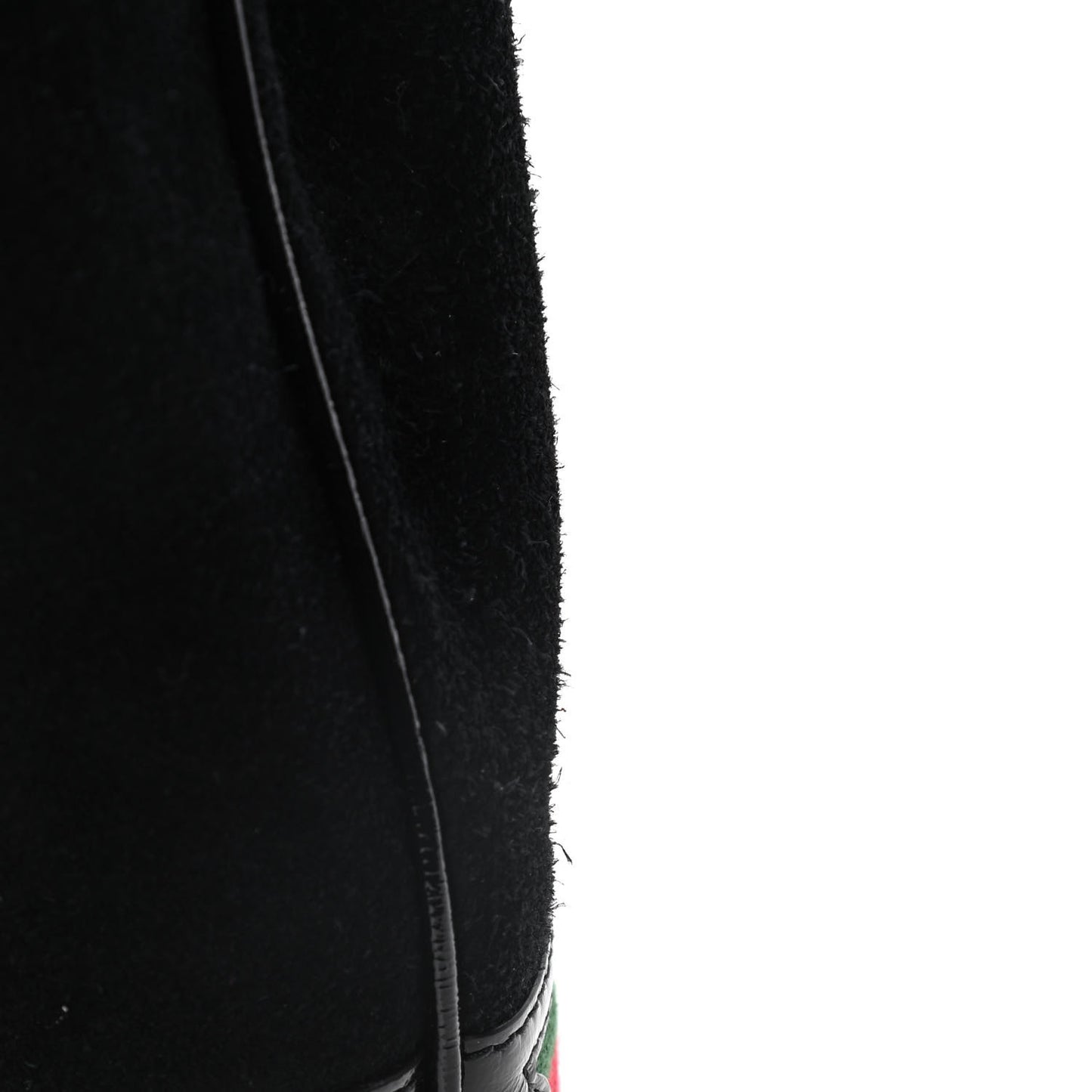 Suede Patent Web Small Ophidia Bucket Bag Black