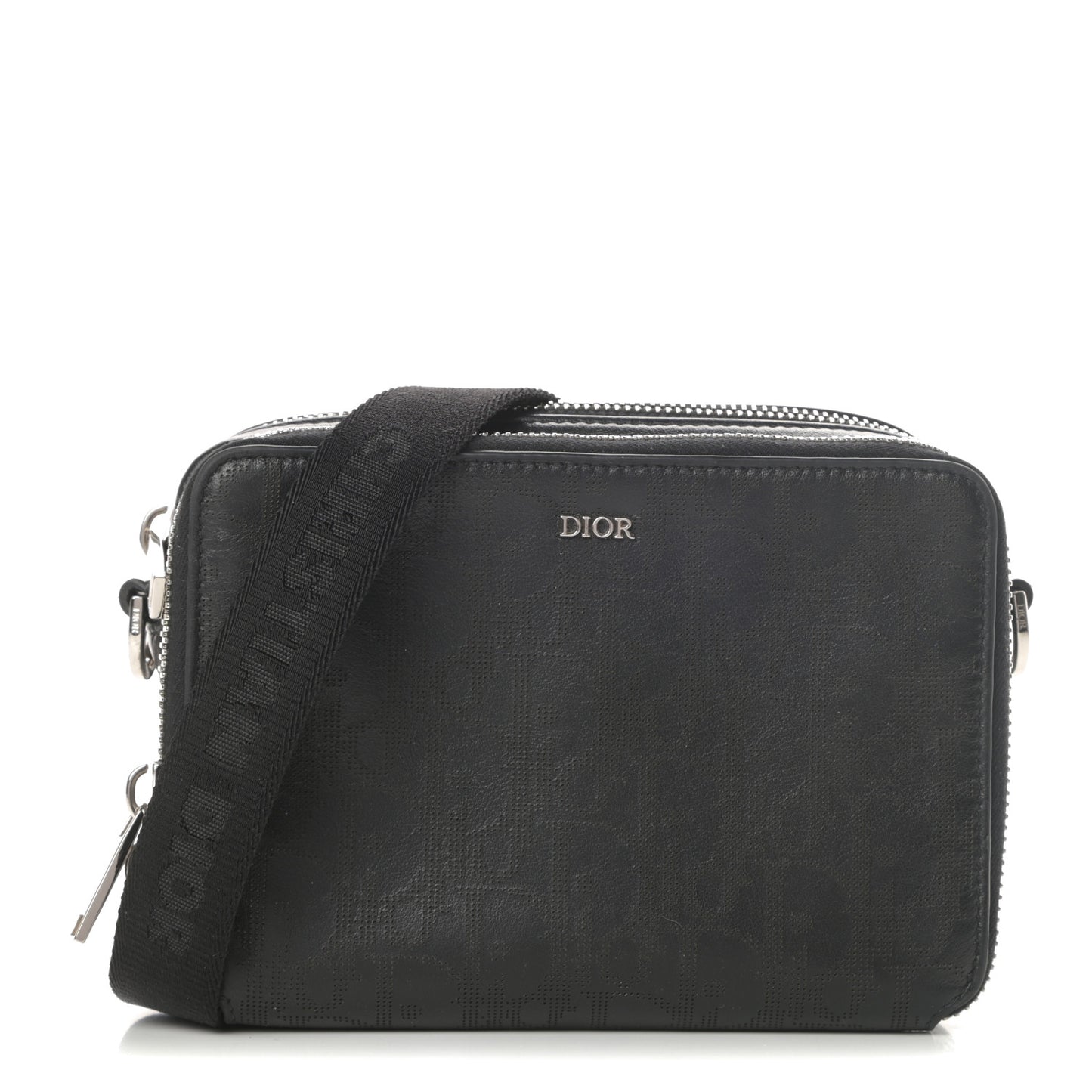 Calfskin Oblique Galaxy Perforated Messenger Black Multicolor