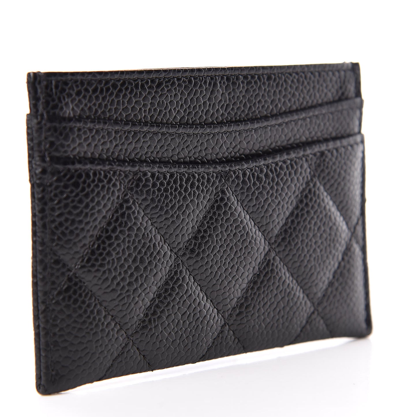 Caviar Quilted Card Holder Black