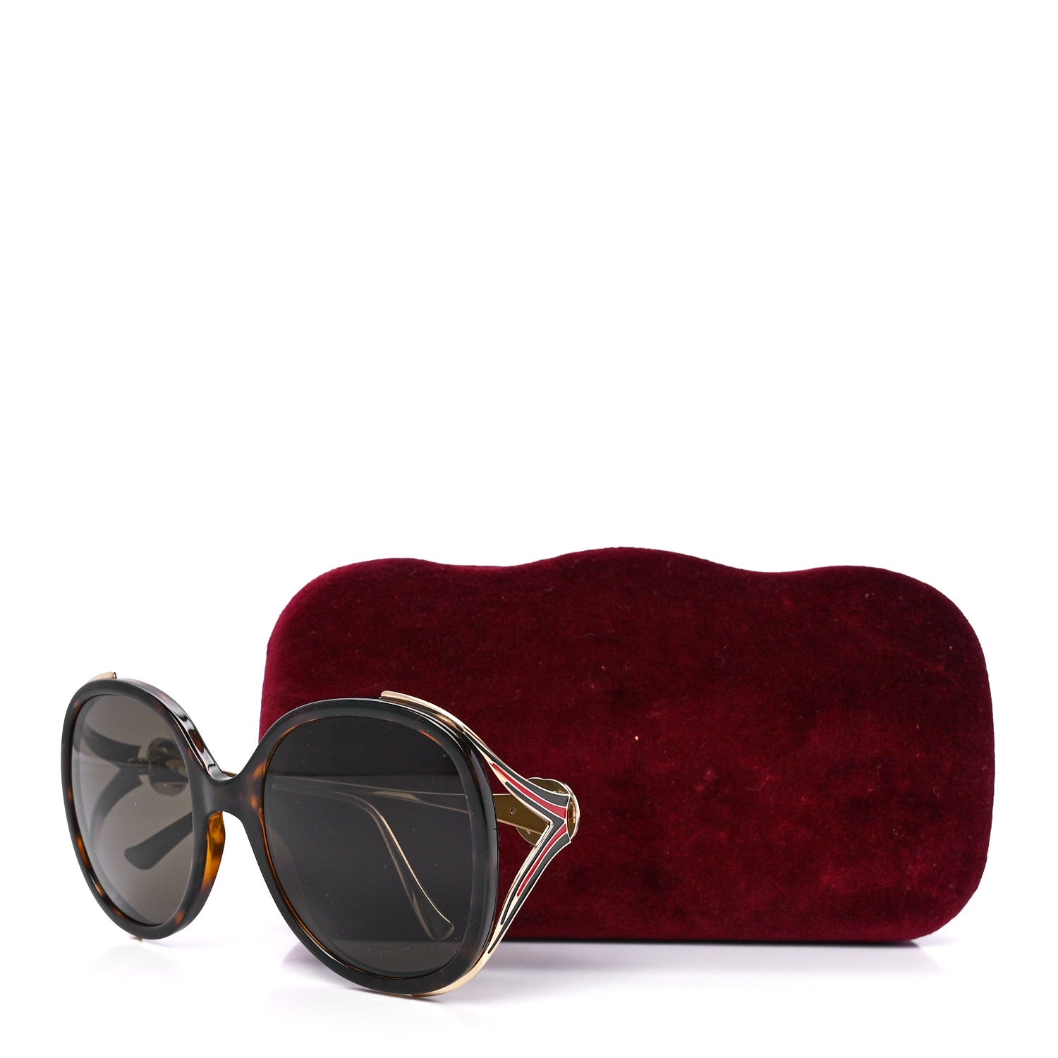 Gucci Acetate Round Frame Injected GG0226SK Sunglasses Tortoise 8 of 8