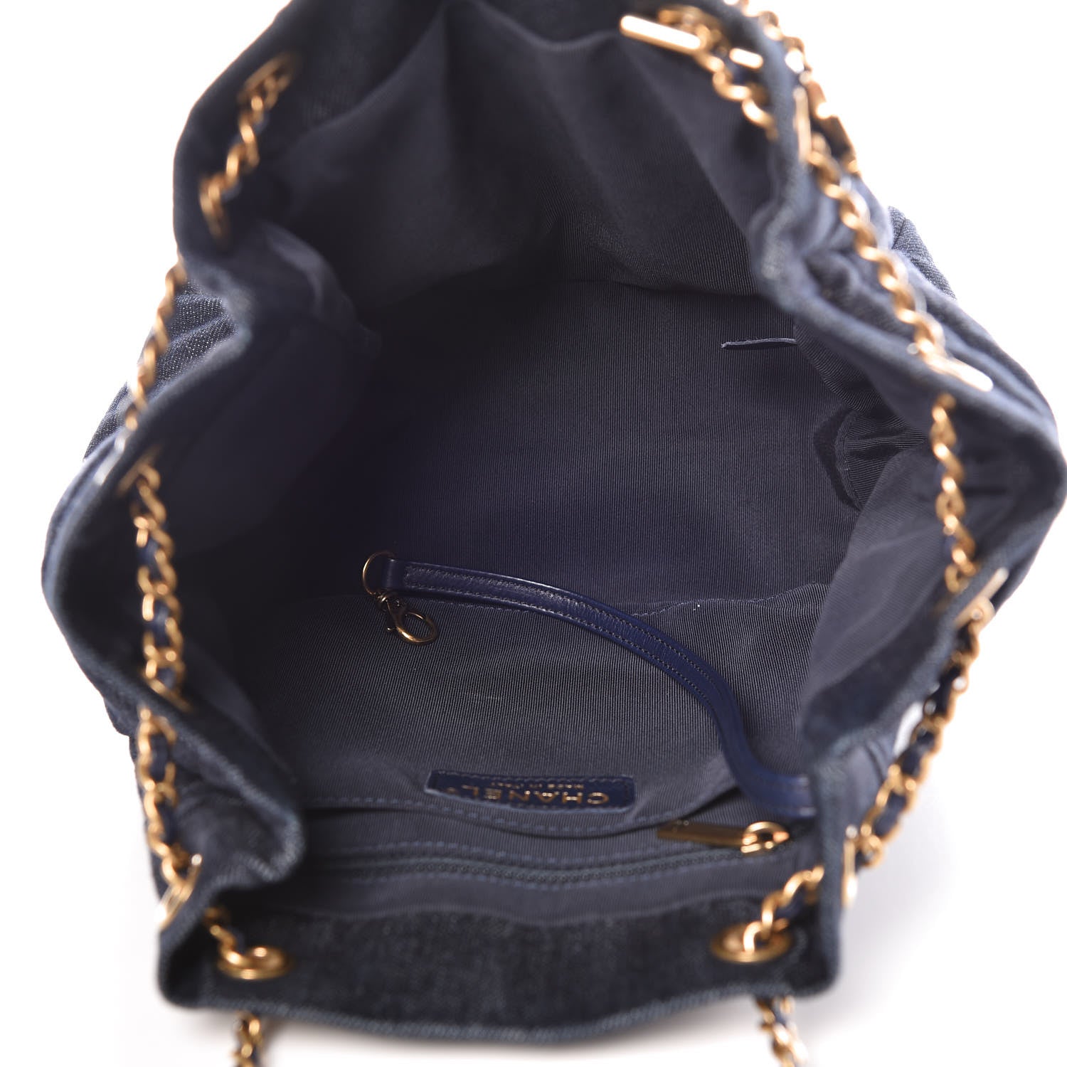 Chanel Washed Denim Quilted Small Urban Spirit Drawstring Bag Dark Blue 5 of 9
