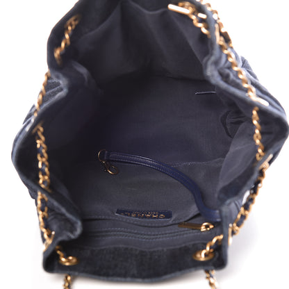 Chanel Washed Denim Quilted Small Urban Spirit Drawstring Bag Dark Blue 5 of 9