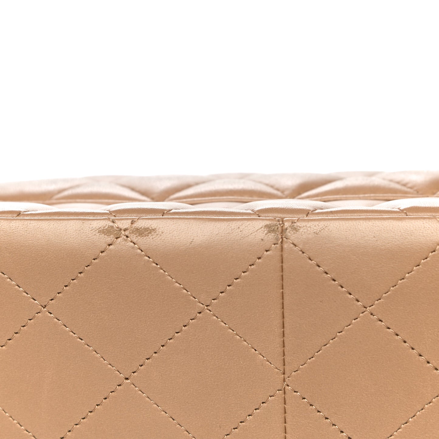 Lambskin Quilted Jumbo Double Flap Dark Beige