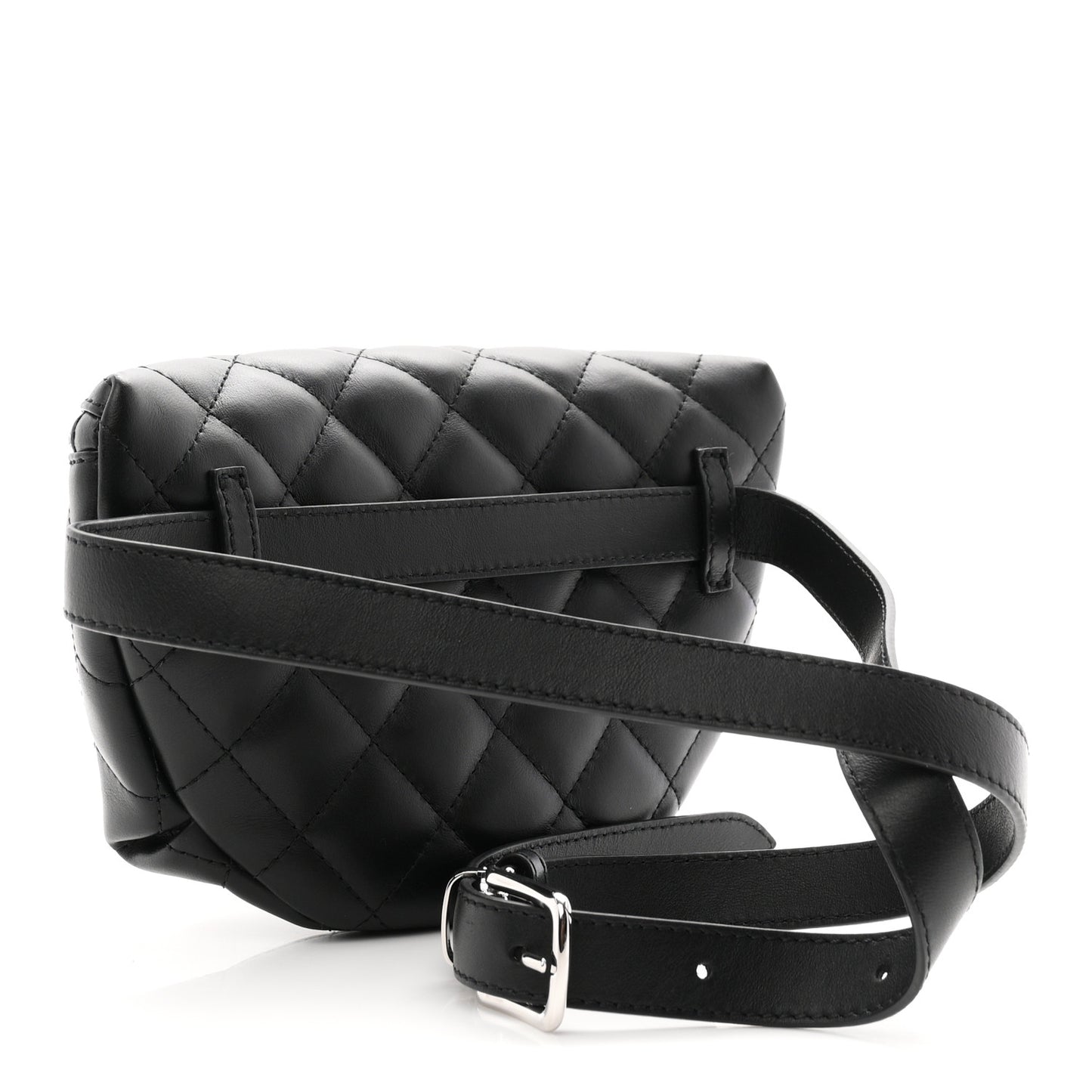 Calfskin Quilted Uniform Waist Belt Bag Black