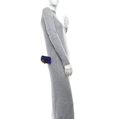 Fendi Sequin Paillettes Shiny Nappa Sex and the City Nano Maxi Buckle Baguette Charm Viola Purple 2 of 8