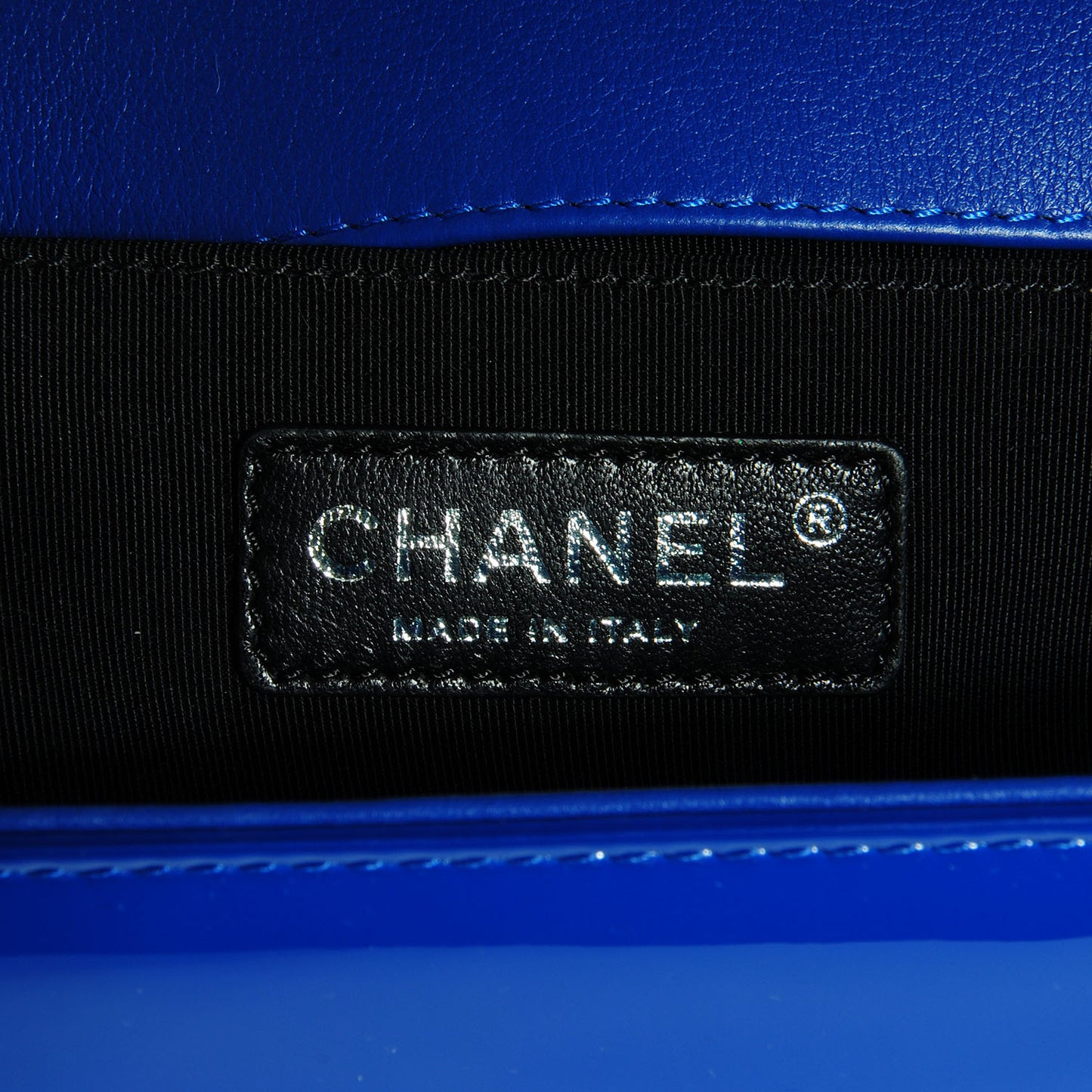 Patent Leather Medium Boy Flap Plexiglass Blue