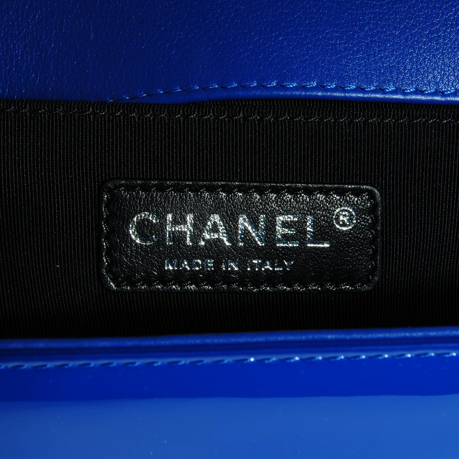 Chanel Patent Leather Medium Boy Flap Plexiglass Blue 5 of 8