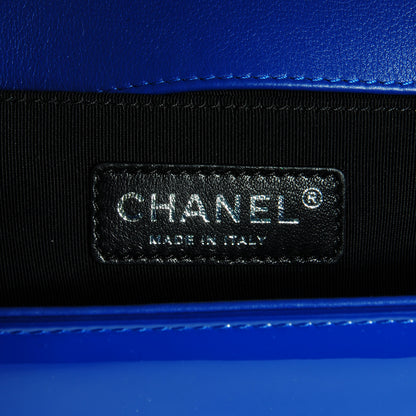 Chanel Patent Leather Medium Boy Flap Plexiglass Blue 5 of 8