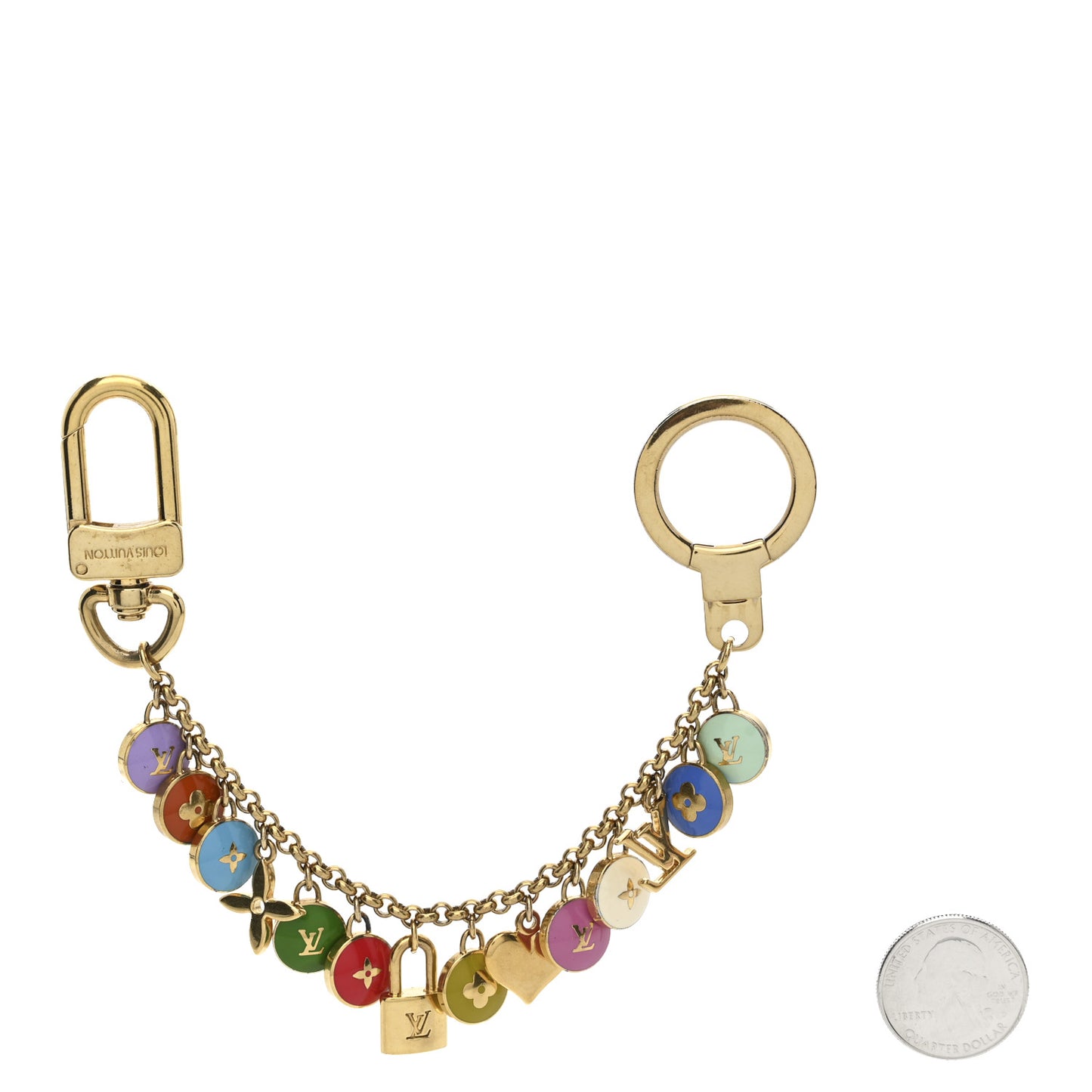 Metal Enamel Pastilles Key Chain Bag Charm Multicolor