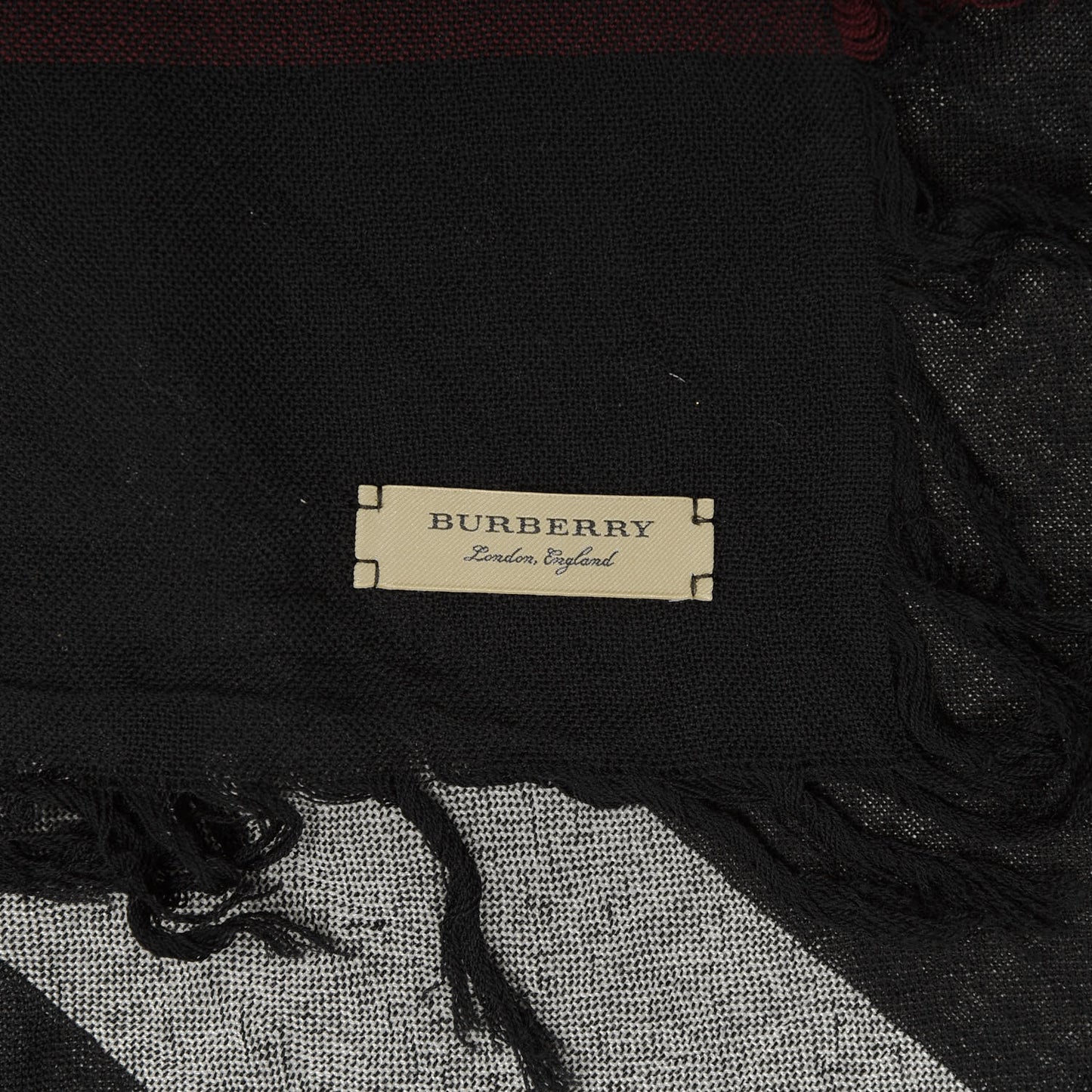 Merino Wool House Check Scarf Black White