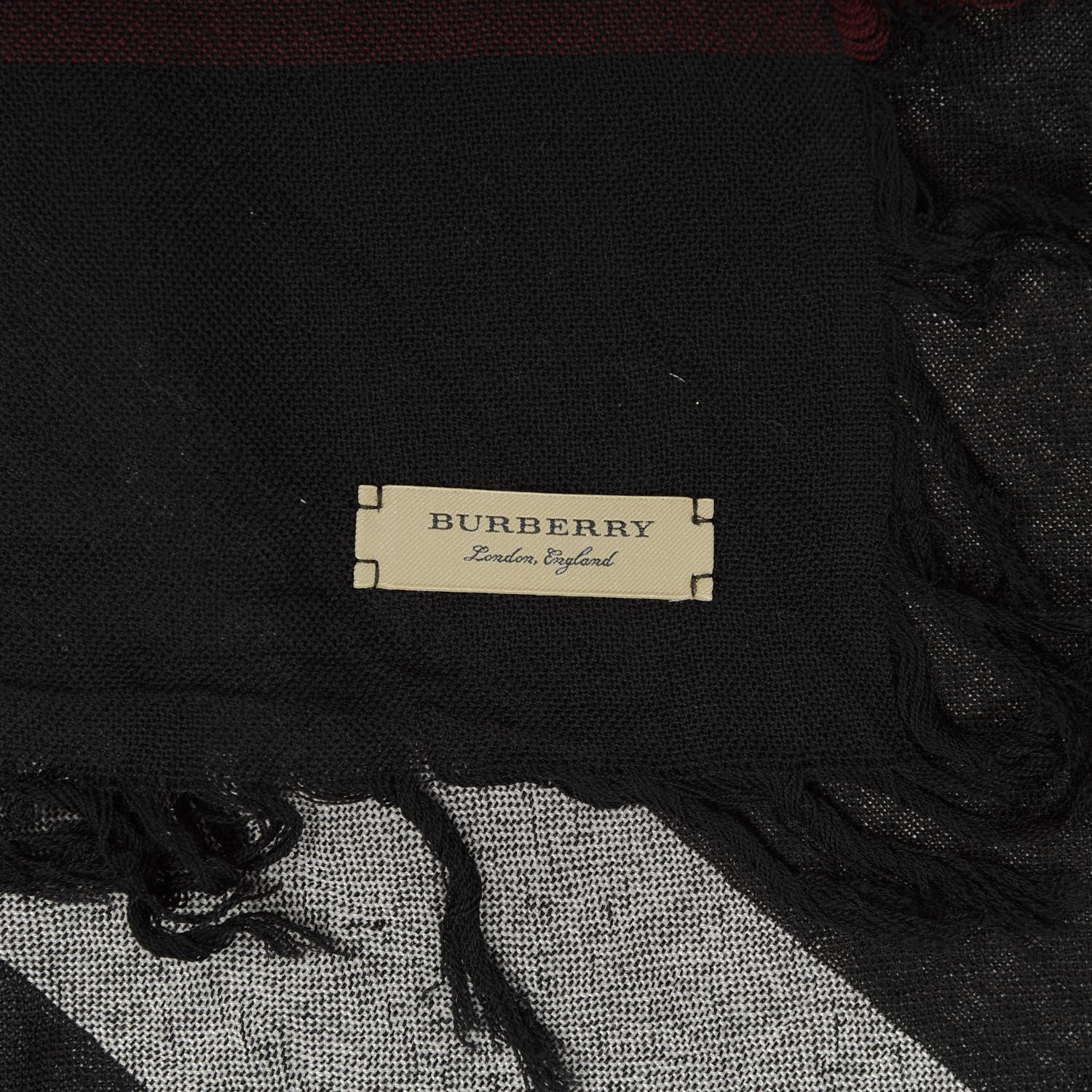 Burberry Merino Wool House Check Scarf Black White 3 of 3