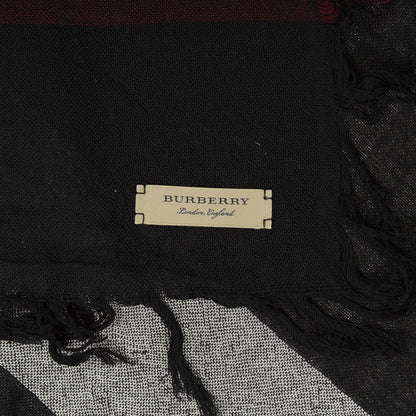 Burberry Merino Wool House Check Scarf Black White 3 of 3