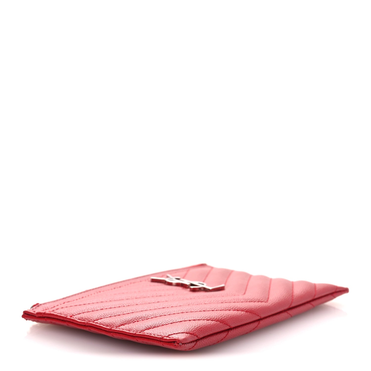 Saint Laurent Grain De Poudre Chevron Monogram Bill Pouch Rouge Eros 4 of 8