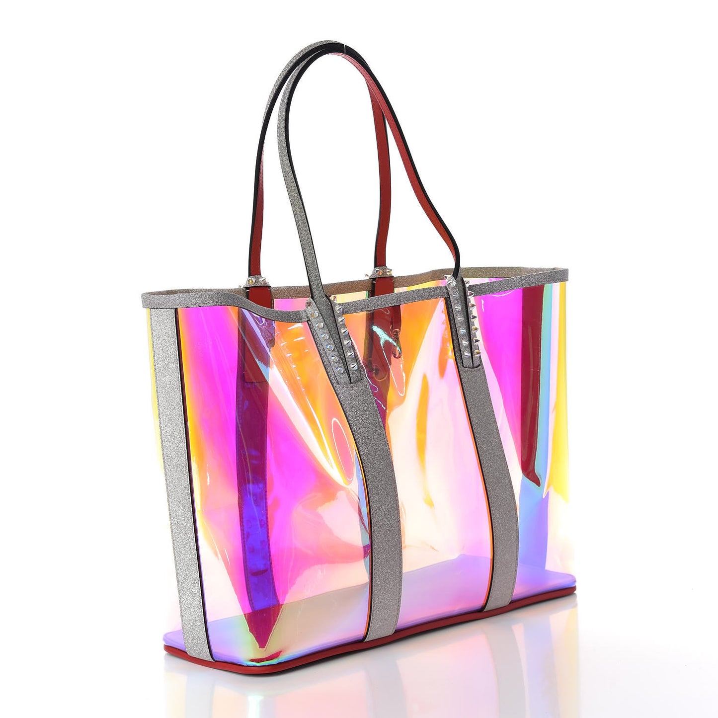 PVC Spikes East West Cabata Tote Silver