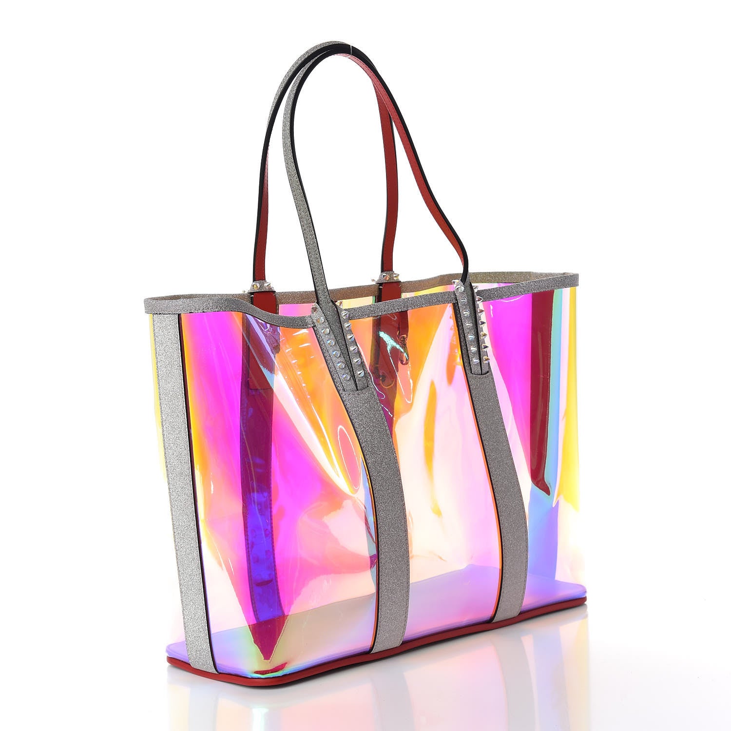 Christian Louboutin PVC Spikes East West Cabata Tote Silver 4 of 11