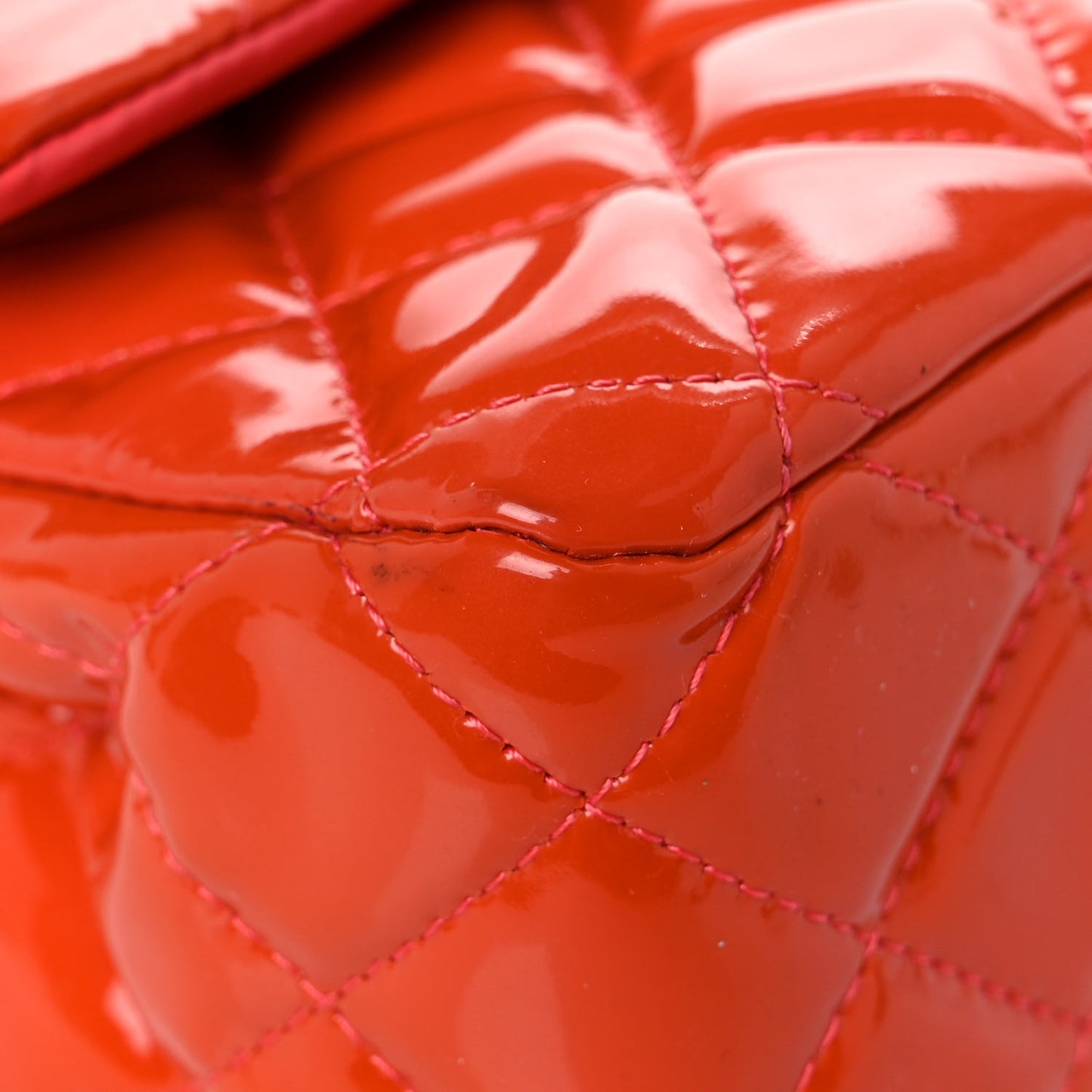 Patent Quilted Medium Double Flap Orange