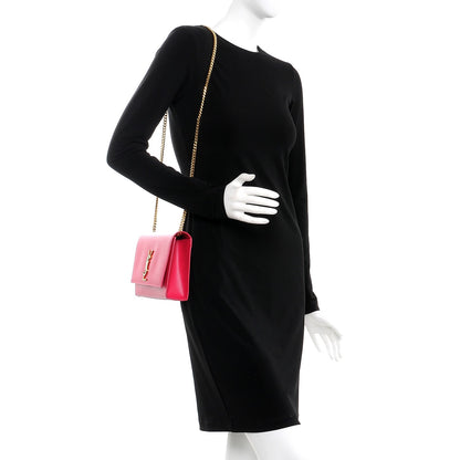 Saint Laurent Grain De Poudre Medium Monogram Kate Satchel Lipstick Fuchsia 2 of 7