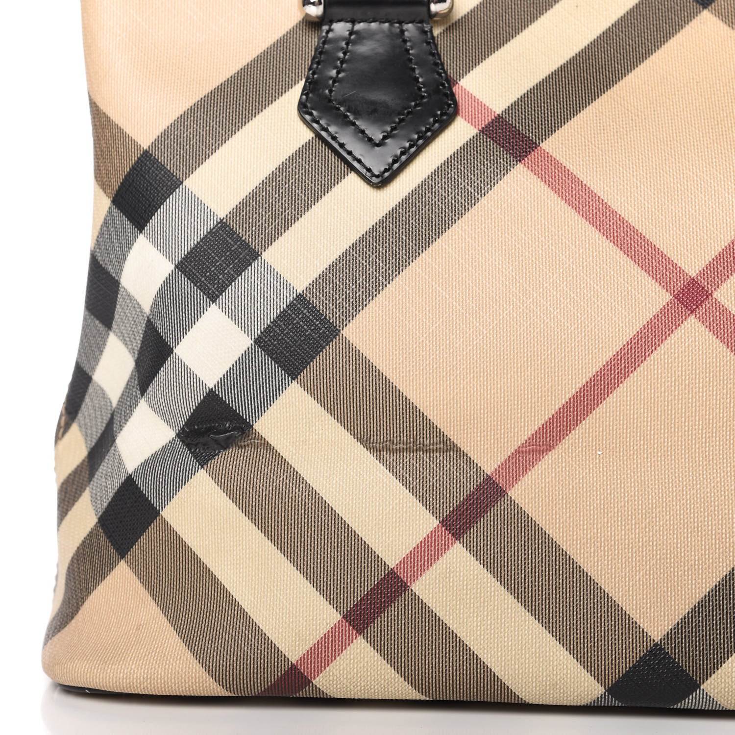 Burberry Patent Trim Nova Check Shopper Tote Black 16 of 17