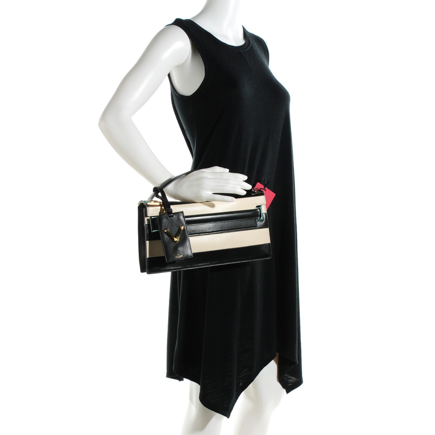Nappa Striped My Rockstud Clutch Black Light Ivory