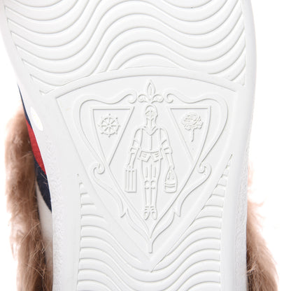 Gucci Calfskin Wool Web Bee Embroidered Mens Ace Sneakers 12.5 White 7 of 9