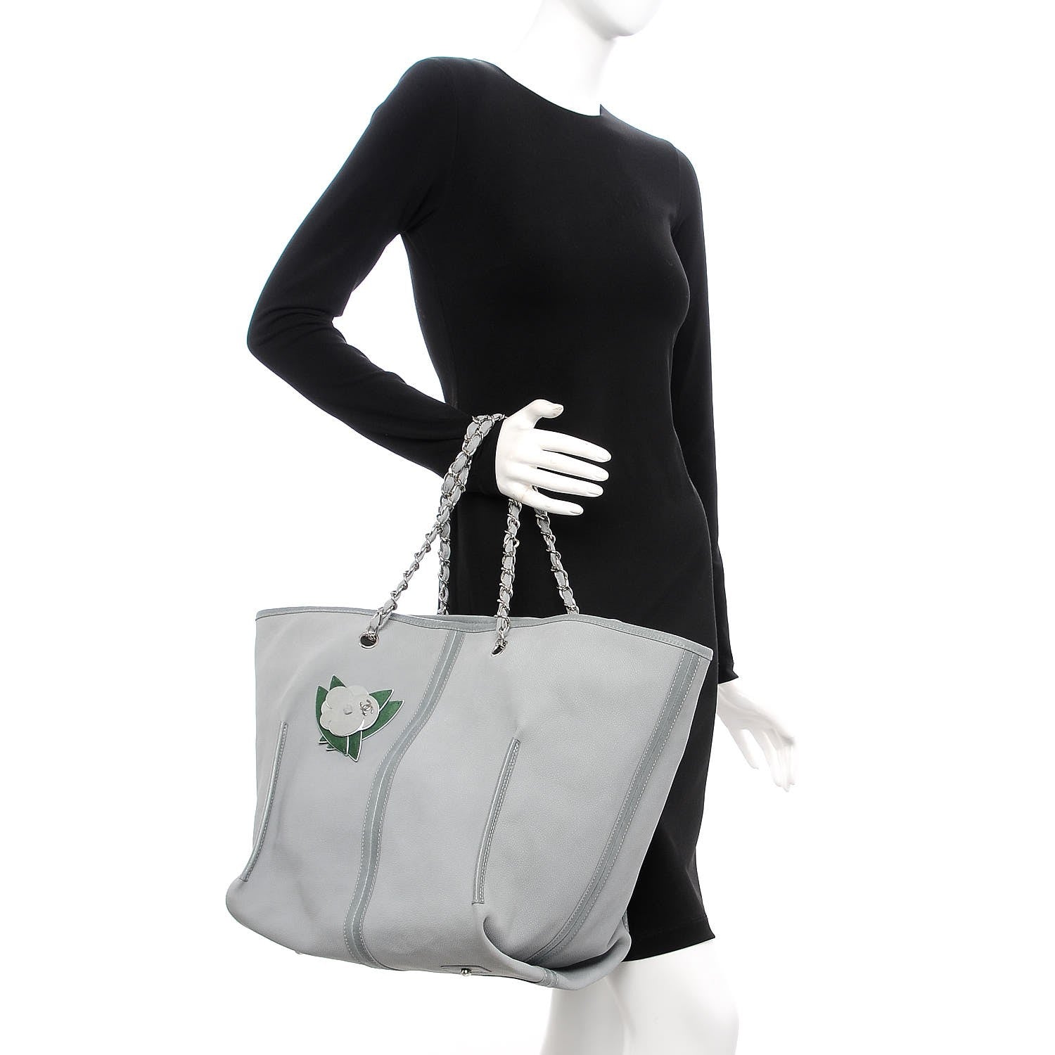 Chanel Iridescent Caviar Camellia Flower Shopping Tote Grey 2 of 16