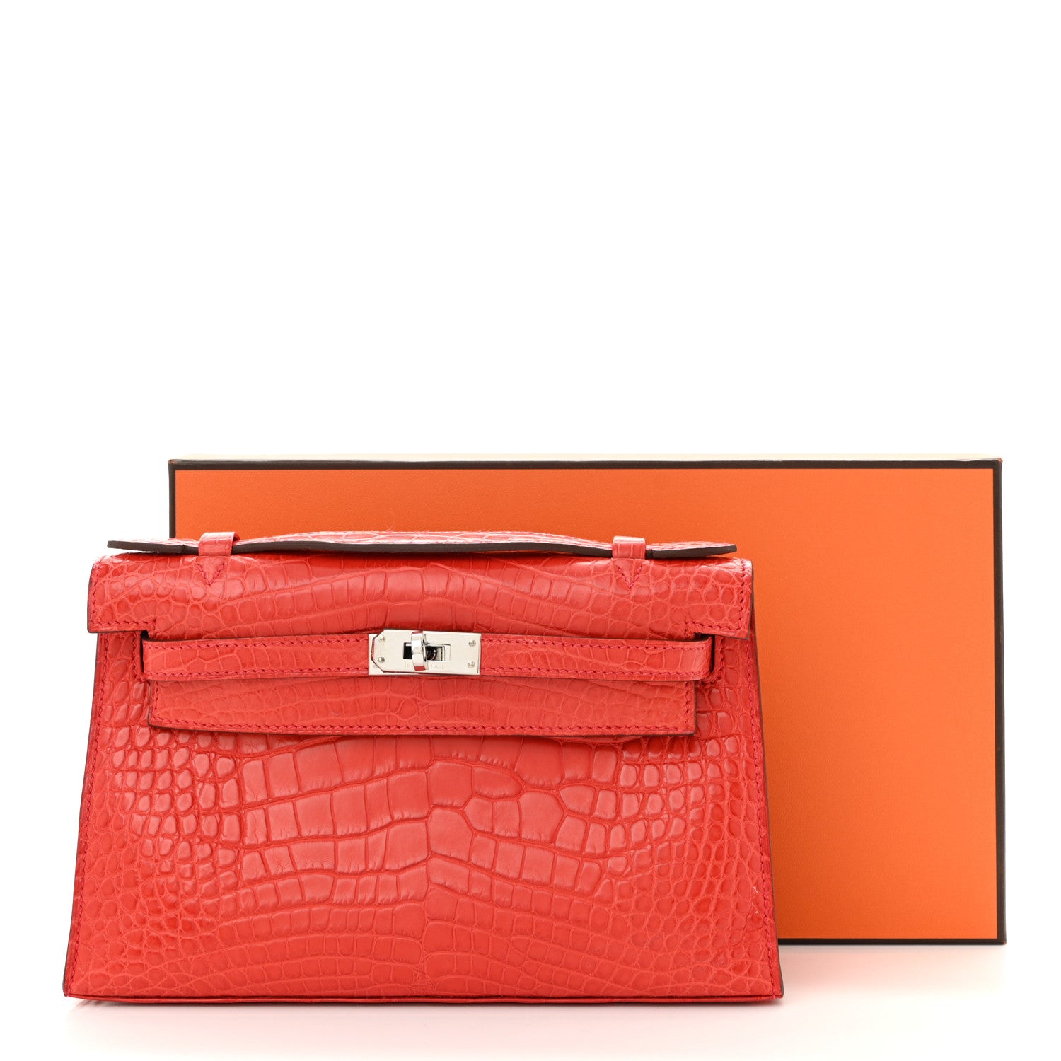 Hermes Matte Alligator Kelly Pochette Bougainvillea 11 of 11