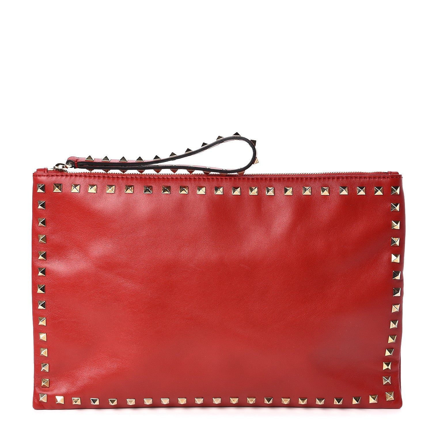 Valentino Garavani Vitello Large Rockstud Zip Wristlet Pouch Rosso Valentino 1 of 7