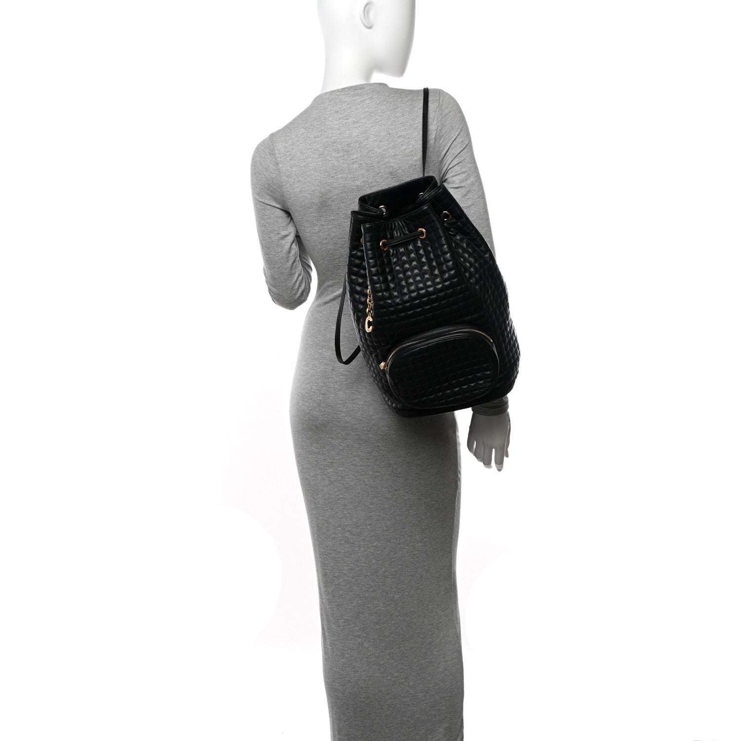 Celine Calfskin Quilted Medium C Backpack Black 2 of 10